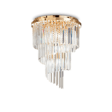 Load image into Gallery viewer, CARLTON PL | Chrome &amp; Gold Flush Tiered Crystal Chandelier Ceiling Light Fitting, 8 &amp; 12 Lights