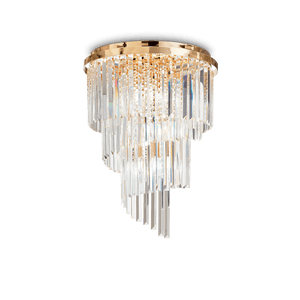 CARLTON PL | Chrome & Gold Flush Tiered Crystal Chandelier Ceiling Light Fitting, 8 & 12 Lights
