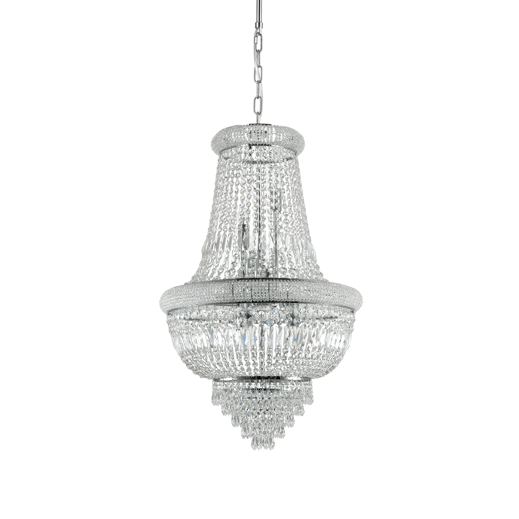 DUBAI SP | Luxurious Entryway Chrome &  Golden Frame Beaded Crystal Chandelier Ceiling Light Fitting, 10 & 24 Lights