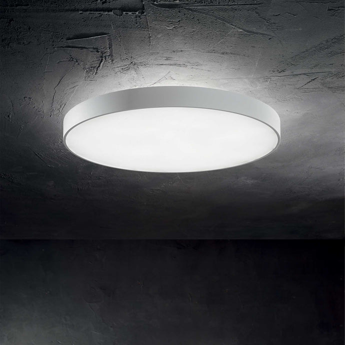 HALO PL & SL | Flush & Hanging Indoor  White Circular Drum Pendant Ceiling Light Fitting, 3000k & 4000k, LED Lights