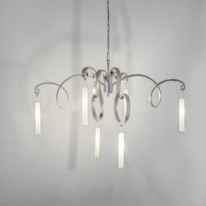 Hanging lamp 6-flg. SERPENTINE SILVER - 300 K 15127 S X - shinychandeliers.co.uk
