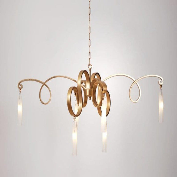 Hanging lamp 6-flg. SERPENTINE GOLD - 300 K 15127 X - shinychandeliers.co.uk