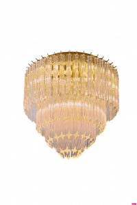 Avivo Royal Range FX20205 | Flush Mount Clear Tiered Chandelier Ceiling Lights Brass & Chrome Design, 3 to 15 Lights