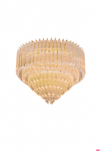 Avivo Royal Range FX20205 | Flush Mount Clear Tiered Chandelier Ceiling Lights Brass & Chrome Design, 3 to 15 Lights