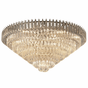 Avivo Royal Range FX20205 | Flush Mount Clear Tiered Chandelier Ceiling Lights Brass & Chrome Design, 3 to 15 Lights