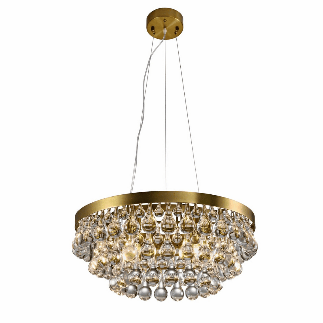 Empire Range PD20210-4A | Clear Glass Droplet Bowl Chandelier, Ceiling Light Pendant Fitting, 4 Lights