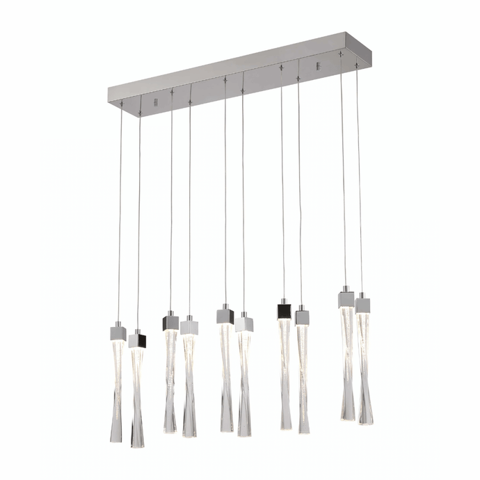 Cascade Plus Pendants PD20202-10B   | Chrome & Clear Glass LED Multiple Pendant Ceiling Light Fitting, 10 Lights