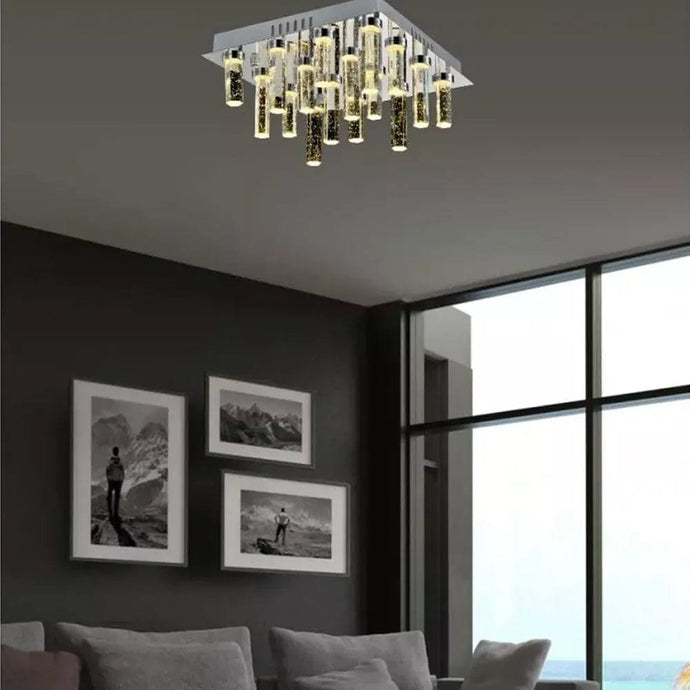 FX1609 Cascade |  Flush Square & Round Design Polished Chrome Ceiling Light Fitting, 16, 31, & 36 Lights