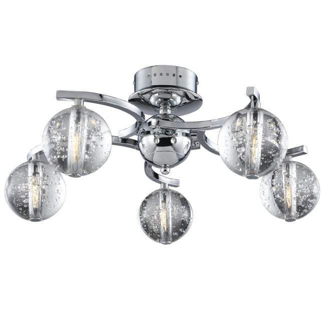 FX1302-A  Bubbles | Indoor Semi Flush Chrome Dimmable Ceiling Light Fitting, 3 & 5 Lights