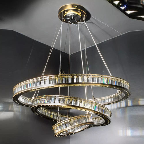 Avivo Lighting PD9900-920+620+320 | Bergamo Rings LED Light Pendant Brushed Brass