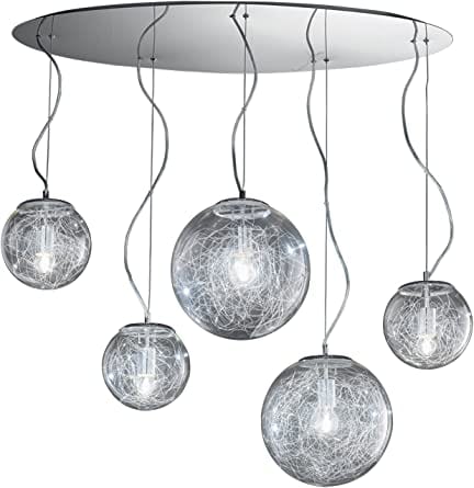 Ideal Lux MAPA MAX SP5 | Chrome Flush Multiple Pendant Indoor Ceiling Light Fitting, 5 Lights