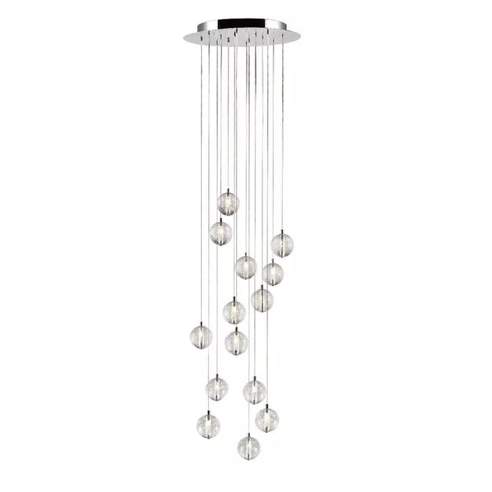 PD1302-A | Indoor Flush Chrome Entryway Multiple Pedant Ceiling Light Fitting, 1, 3, 5, 7, 9, & 14 Lights